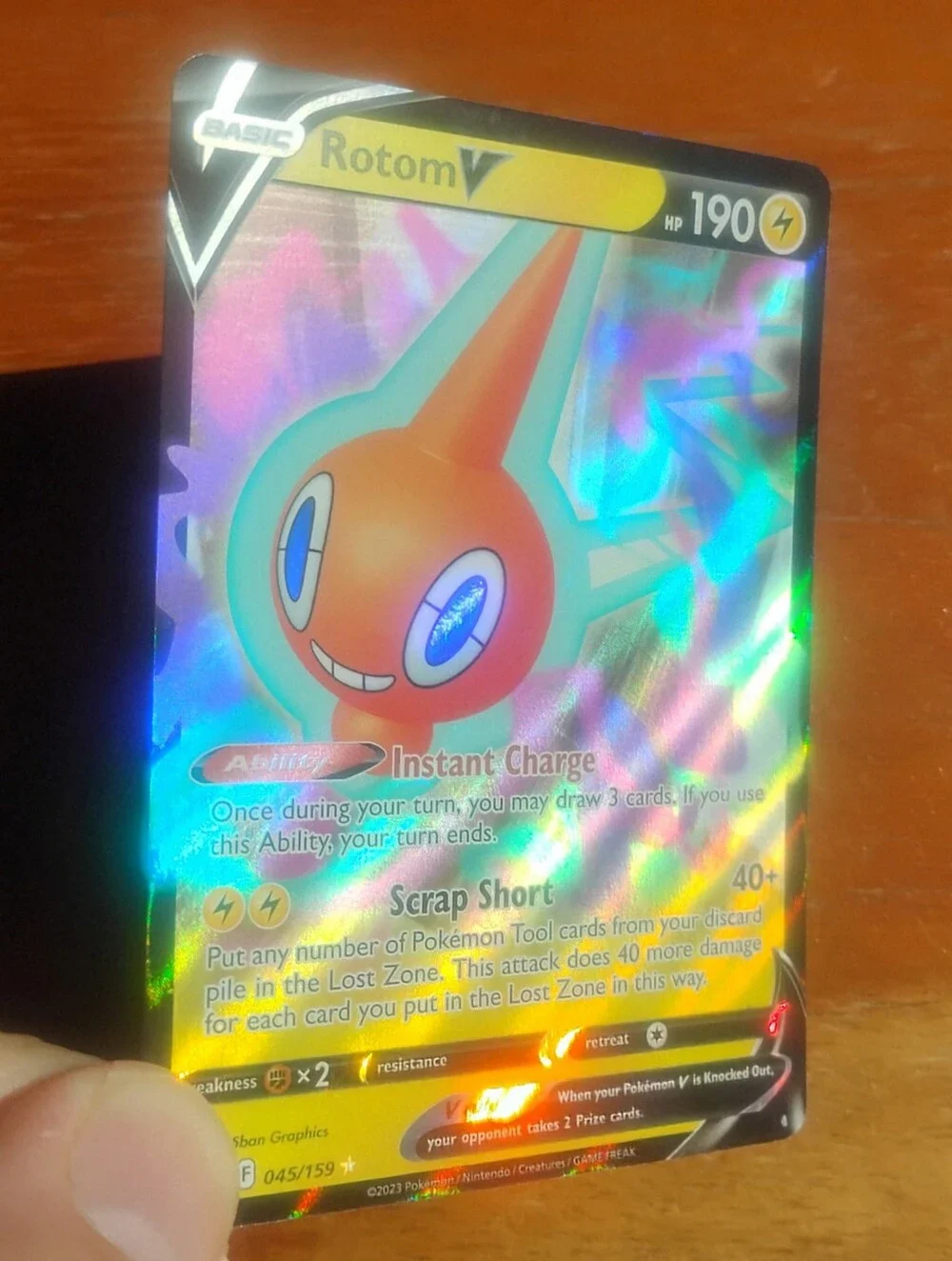 Mint 2023 Holo Ultra Rare Full Art Rotom V 045/159 Crown Zenith Pokemon Card